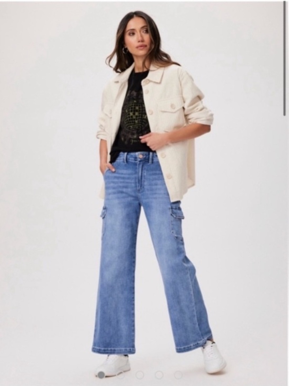 Paige Jeans Carly Cargo Pockets Wide Leg in Austyn Blue